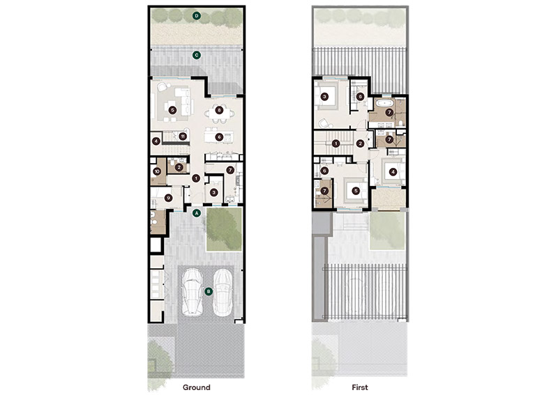 Hudayriyat Golf Estates Hudayriyat Island 3 Bedroom Townhouse Floor Plan