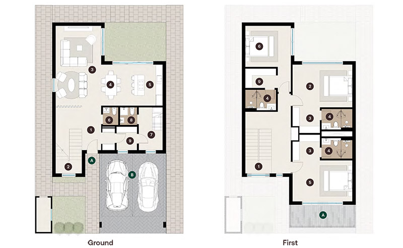 Hudayriyat Golf Estates 3 Bedroom Villa Floor Plan