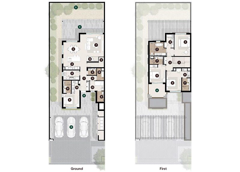 Hudayriyat Golf Estates 4 Bedroom Townhouse Floor Plan