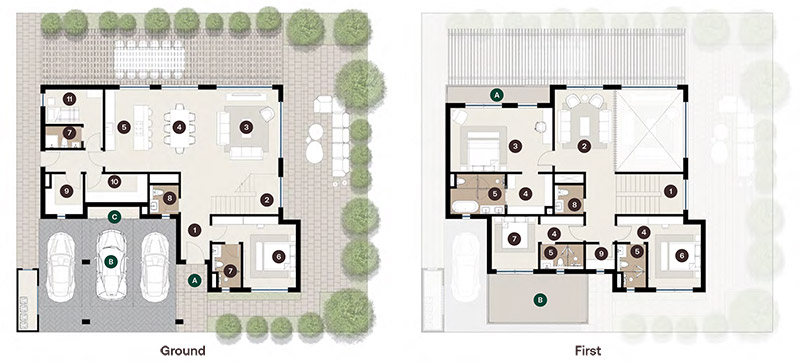 Hudayriyat Golf Estates 4 Bedroom Villa Floor Plan